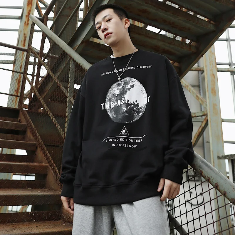

Autumn And Winter New 2021Harajuku Street Trend Men's Plus Size Sweater Japanese Round Neck Wild Long Sleeves