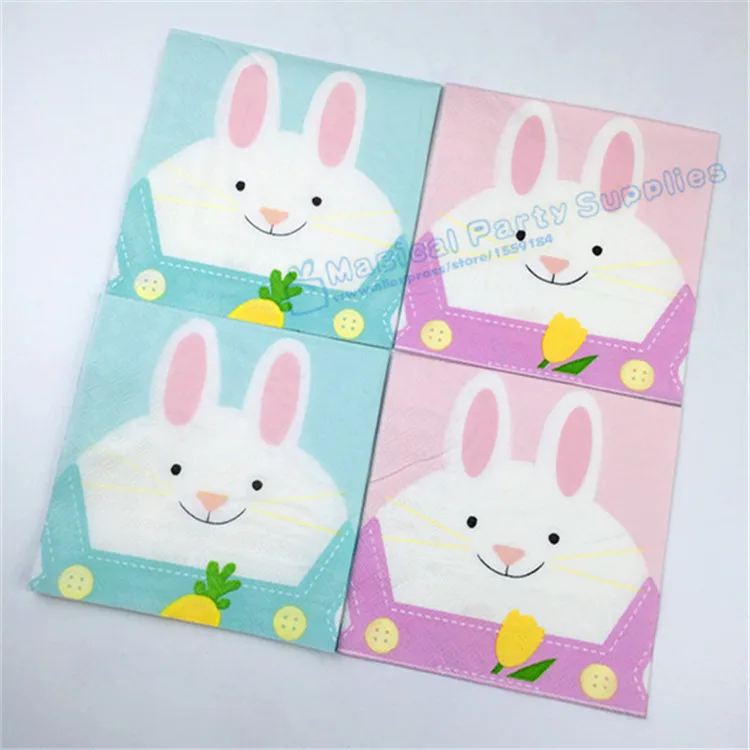 Free Shipping 200pcs Lovely Rabbit 25cm 3-layerl Napkins Pink First Birthday Baby Shower Bridal | Дом и сад