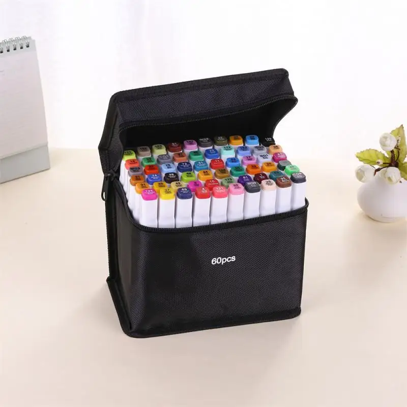 Conjunto de rotuladores de doble cara para dibujo art&iacute;stico, Set de marcadores de doble cara permanente, baratos, con Alcohol, fieltro de colores, Manga-0