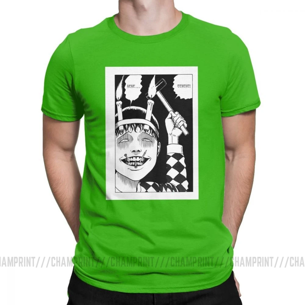 Винтажные мужские футболки Junji Ito, хлопок, футболка Tomie Japanese Kago Manga Horror Harajuku, футболки с коротким рукавом, Подарочная одежда - Цвет: Зеленый