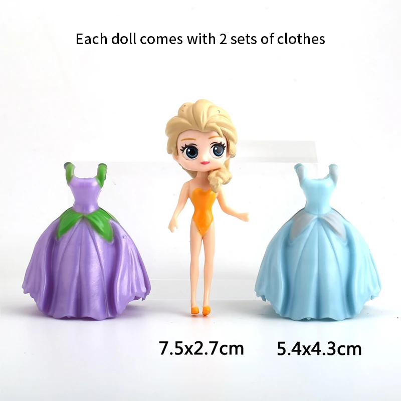 Детские фигурки Принцессы Disney Мультяшные Эльзы платье экшн-модель игрушки для