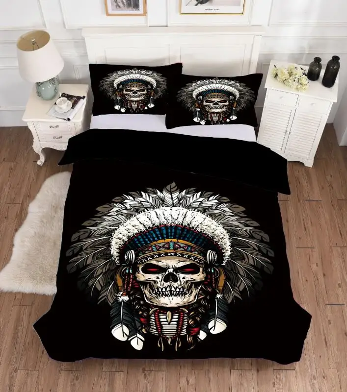 

Fashion Bedding Set 2/3pcs 3d Digital skull Printing Bedding Set Duvet Cover Sets 1Quilt Cover + 1/2 Pillowcases US/EU/AU Size