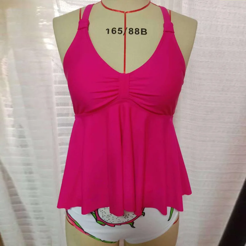 

New Summer Solid color Bikini Swimsuit Women Stretch Beachwear Conservative Ladies High Waist Two-piece Bikini Set Bathing Suit