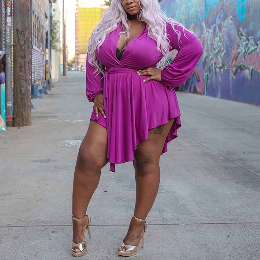 

Платья больших размеров в африканском стиле 4xl, 5xl, розовые асимметричные платья с глубоким v-образным вырезом и высокой талией, пикантная ве...