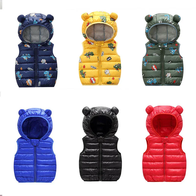

2020 Autumn Children Warm Down Vest Baby Cotton Waistcoat Kids Outerwear Vest Children Clothing Boys Girls Hooded Jackets Vest