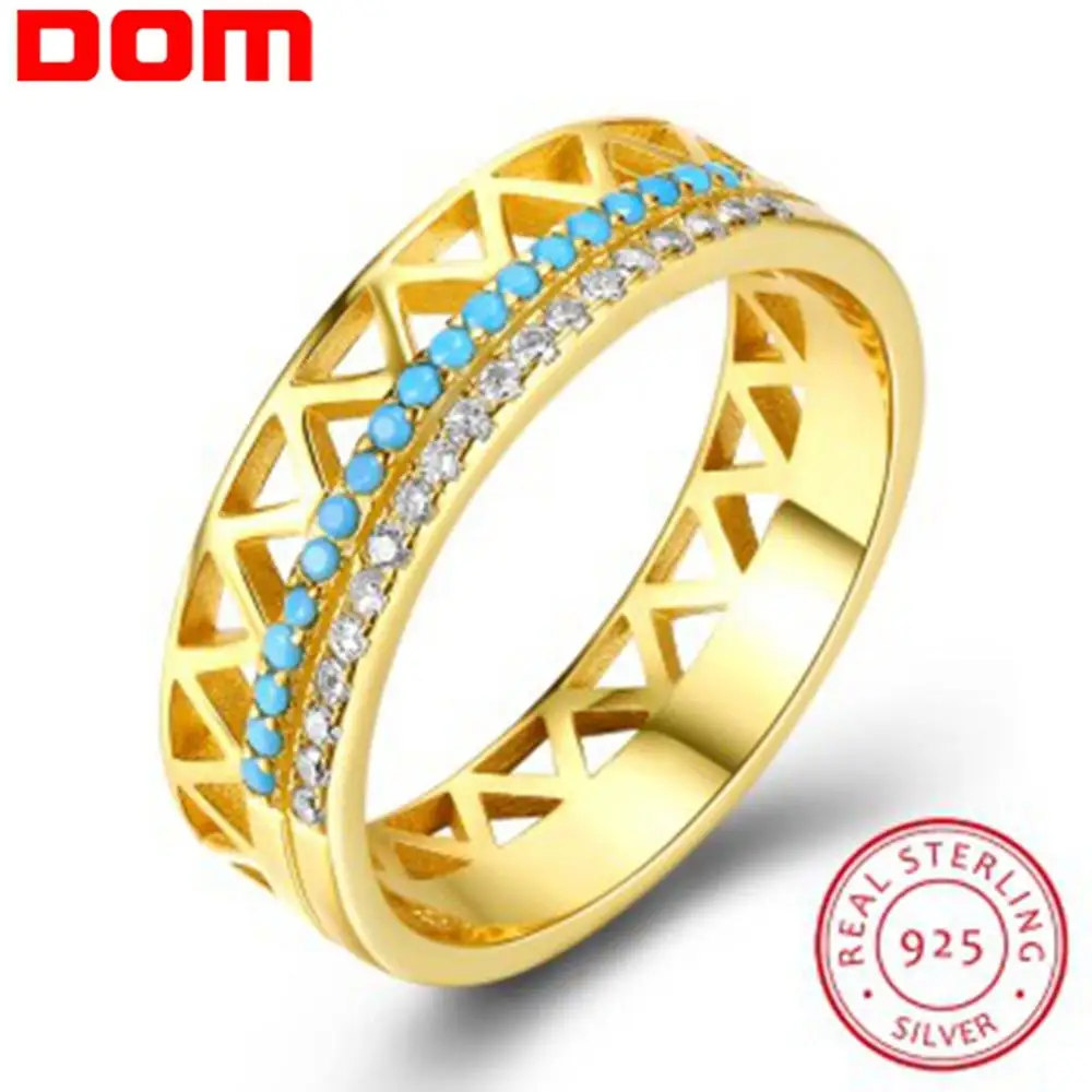 Женские обручальные кольца DOM из стерлингового серебра 925 пробы с бирюзой и