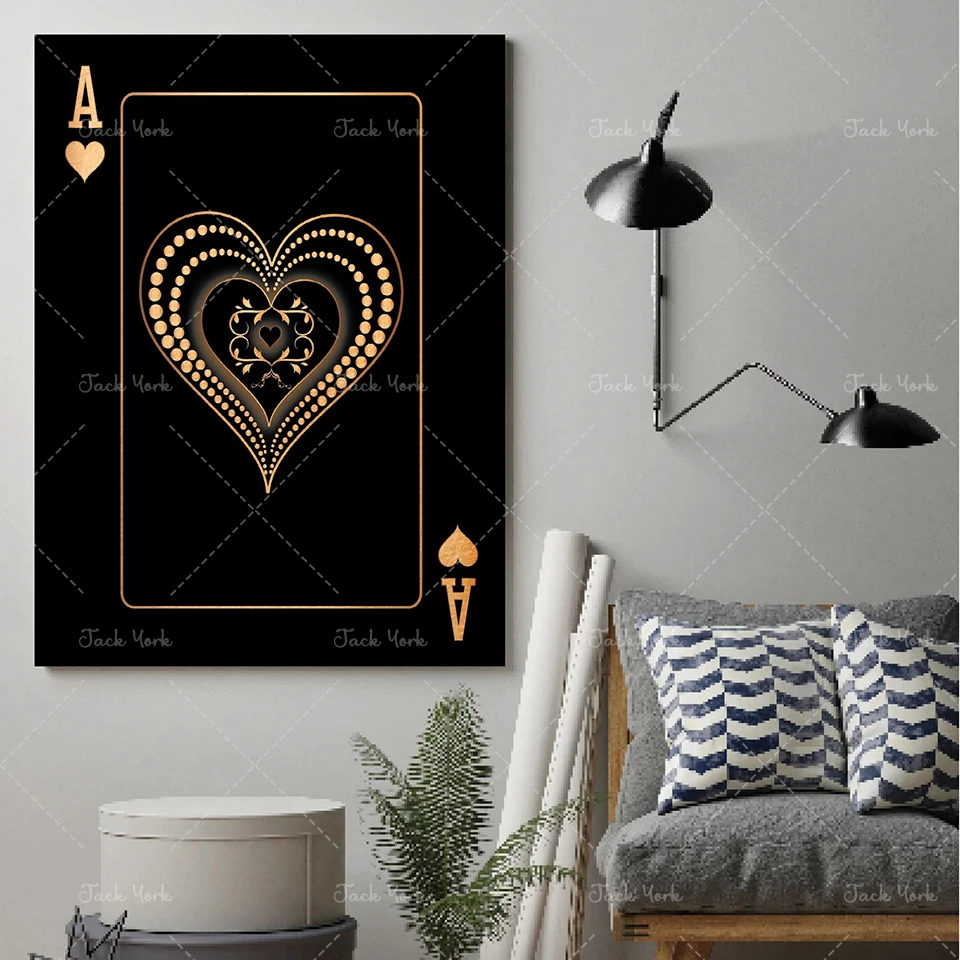 Ace of spades abstract gold and silver playing cards Creative poker HD print club bar restaurant decoration poster home Decor | Дом и сад