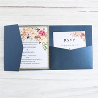 customized wedding invitations pocket tri folding greeting card engagement party supplier
