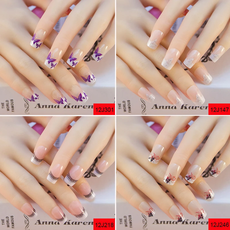 24 шт./компл. акриловые ногти Полный пресс на 3D невесты поддельные 16 цветов