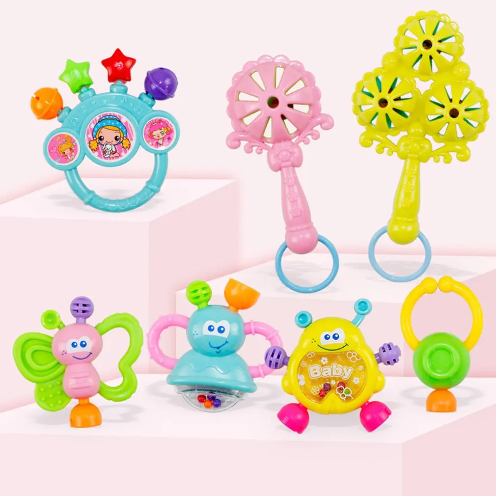 

7pcs Set Baby Toys Hand Hold Shaking Bell Interesting Education Rattles Toys Gift