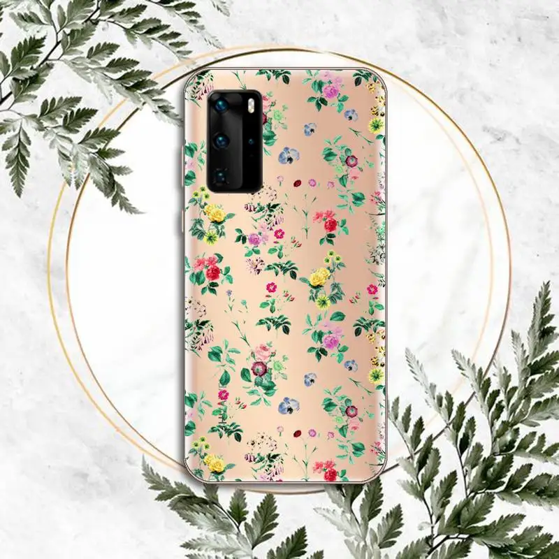 

Fashion Cute Flowers Phone Case Transparent for Huawei P honor 8 10i 20 30 40 smart 2019