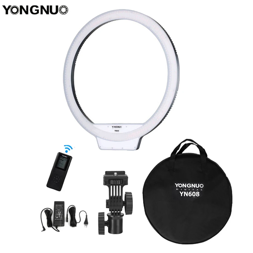 

Yongnuo YN608 3200-5500K Bi-color /5500K White CRI95+ Wireless Remote Led Ring Video Live Selfie Fill Light Lighting