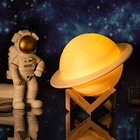 СВЕТОДИОДНЫЙ ночник в виде Сатурна с 3D принтом, прикроватная лампа 16 цветов, декоративный Настольный светильник в форме Луны, с USB-зарядкой, для детских подарков на Рождество