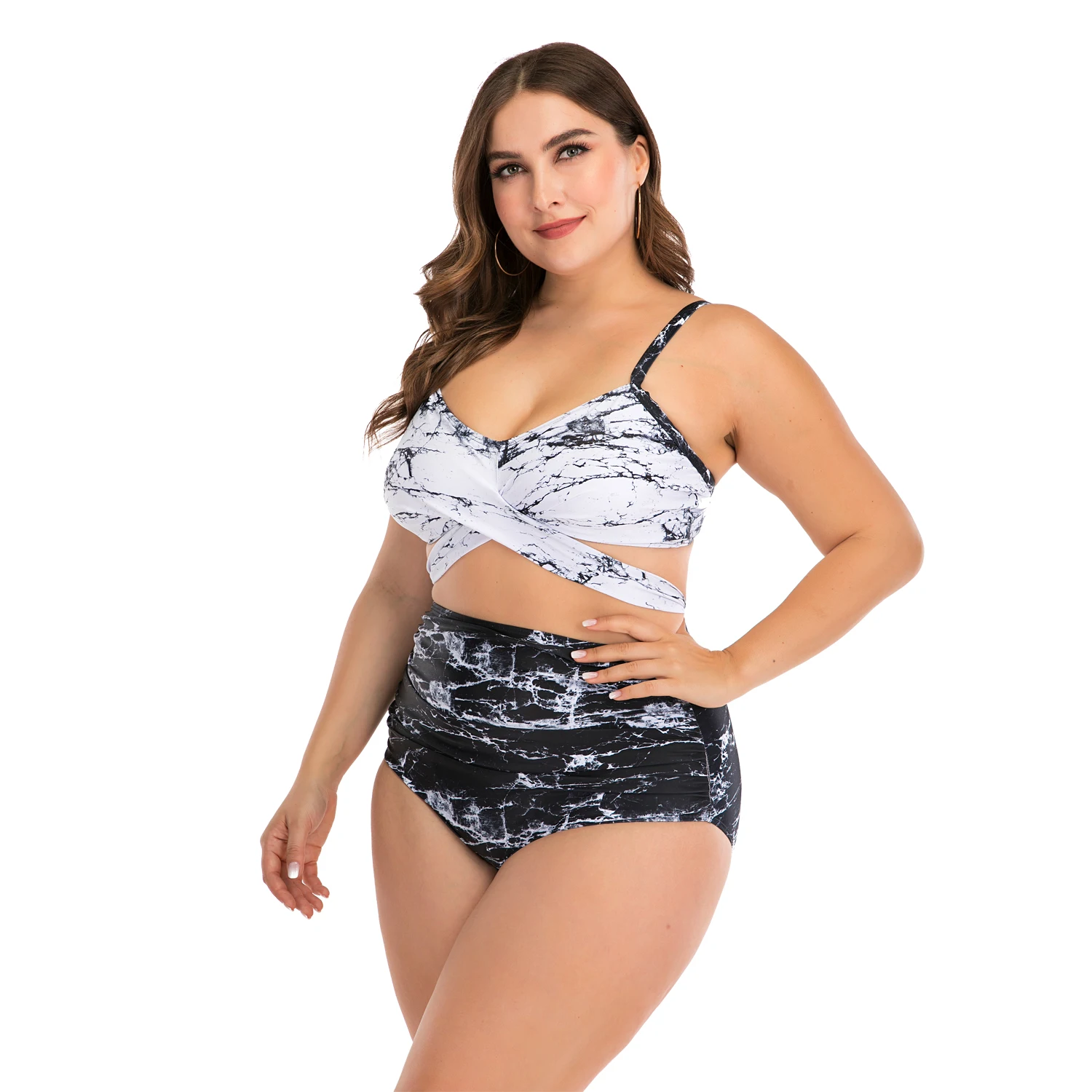 2020 размера плюс купальник для женщин с высокой талией бикини купальный костюм