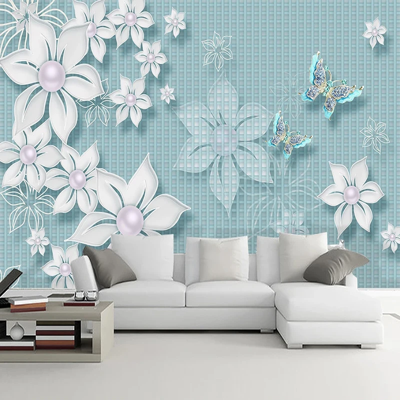 

Modern Simple Wallpaper 3D Stereo Flowers Butterfly Ball Murals Living Room TV Sofa Background Wall Home Decor Papel De Parede