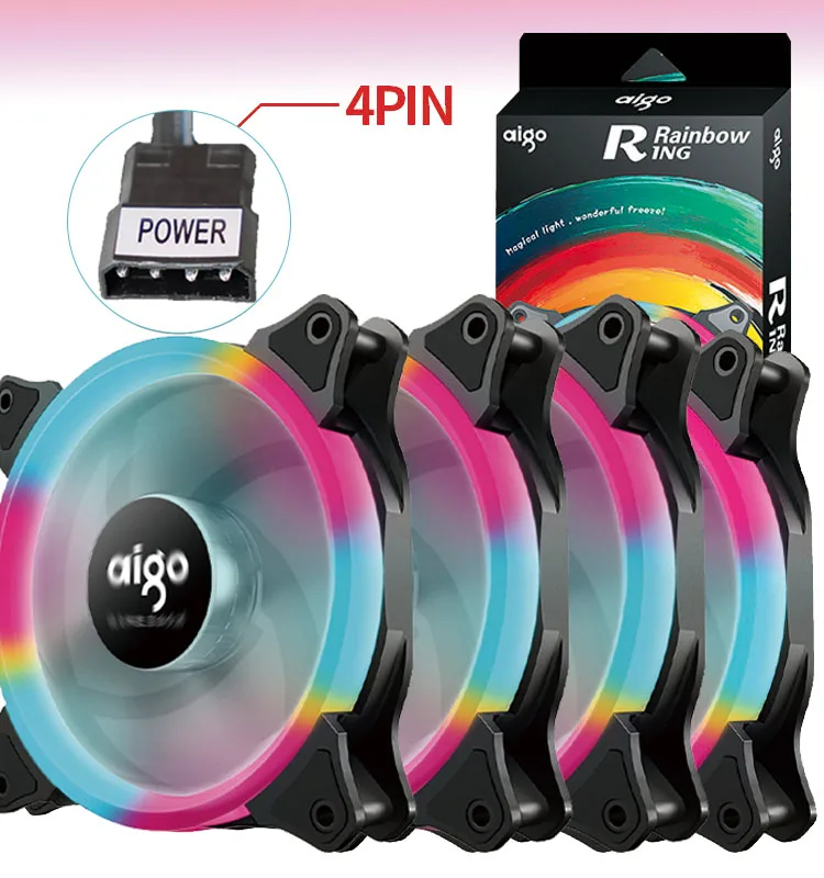 Кулер Aigo для ПК с радужным дизайном 120 мм 3-Pin LED-подсветка 12 В бесшумный простая