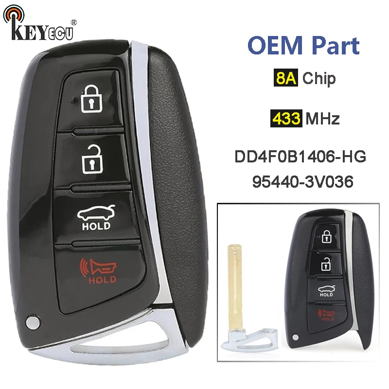KEYECU 433 МГц 8A чип P/N: 95440 3V036 FCC аддитивного цветового пространства (ID: DD4F0B1406 HG OEM