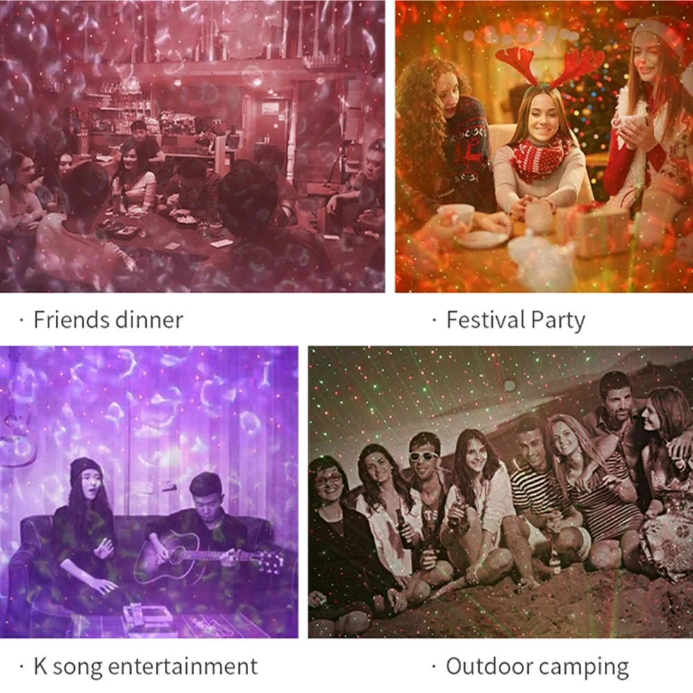 Voice Control Bluetooth Music Starlight Projector RGB Laser Light For Club Stage Event Show Party USB Charging Effect | Лампы и