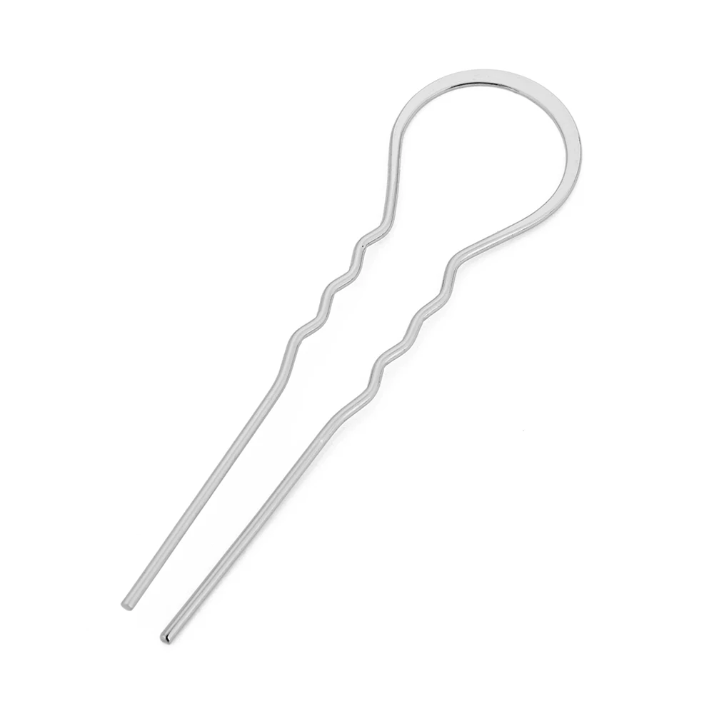 rhodium 5 шт. 3x10,5 см металлическая u-образная волнистая заколка для волос, Шпилька для волос, держатель для булочек, заколка для волос, аксессуары для длинных волос - Цвет: rhodium
