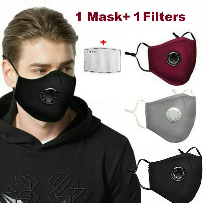 Cotton Face Mask PM2.5 Respirator Activated Cover Mouth Anti Dust Haze Pollution Bacteria Proof Flu Masks with Filter | Спорт и
