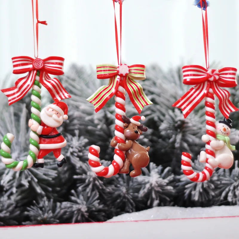 2023 new Christmas decorations  Santa Pendant Snowman Small Cane Candy Lovely Christmas Tree Decorations Mexican DecorNoel Natal