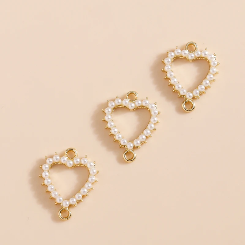5 шт. подвеска с искусственным жемчугом в виде сердца | Шармы