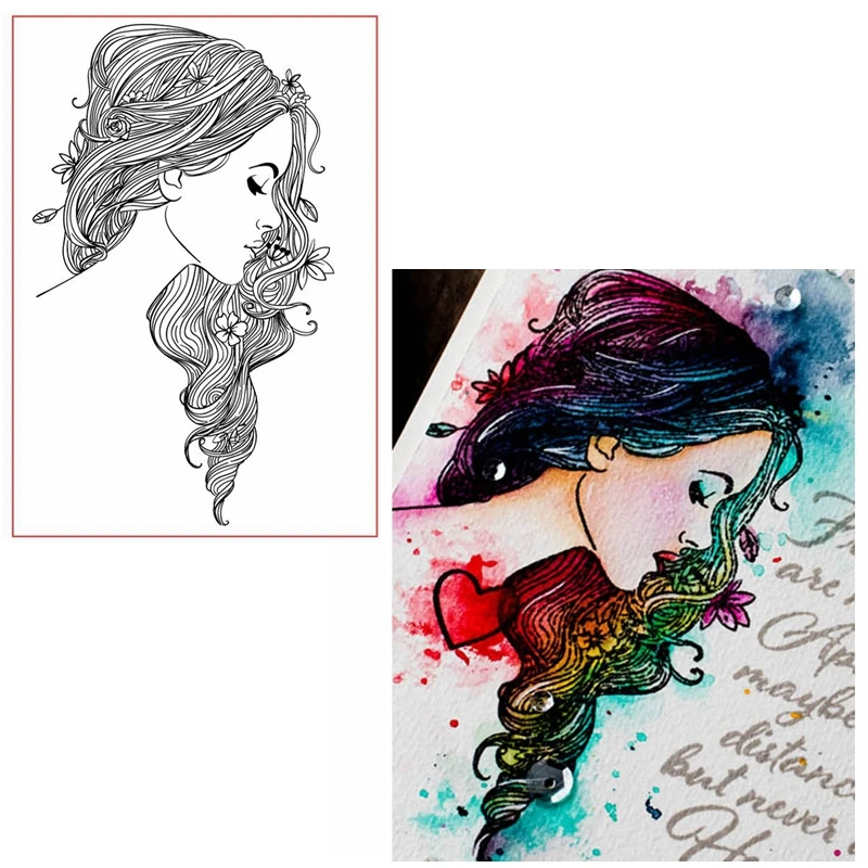 Идеальные прозрачные штампы с боковым лицом для девочек красивым