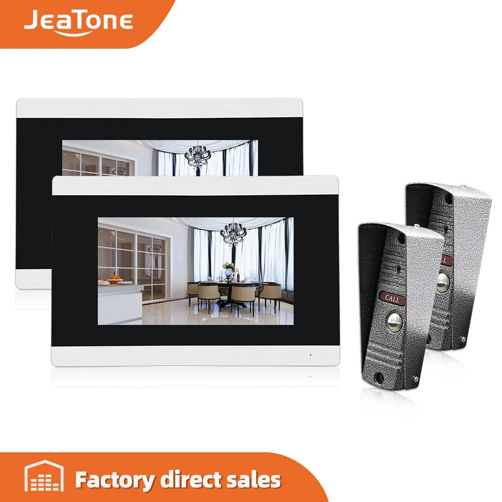 JeaTone 2 шт. 7 ''цветной видеодомофон с сенсорным экраном + наружных камеры дверной