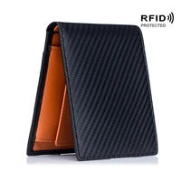 mens wallet explosion models anti theft new carbon fiber wallet rfid ultra thin short wallet genuine leather coin purse
