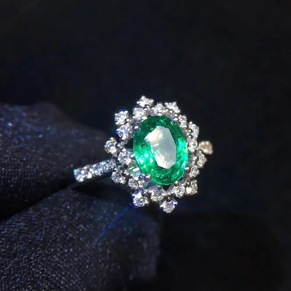 Изумрудное кольцо 0.97ct чистое 18 K золотое ювелирное изделие 100% натуральный