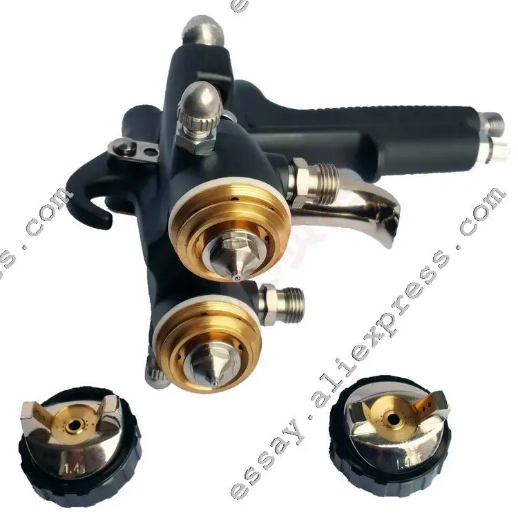 Двойной головкой хром пистолет для распыления краски 1 4 мм/1 8 мм/2 2 мм сопло