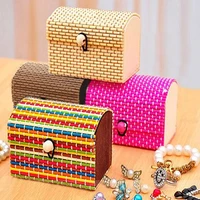 small bamboo wooden ring necklace earring case woman jewelry box storage jewelry organizer gift box earring for woman makeup box