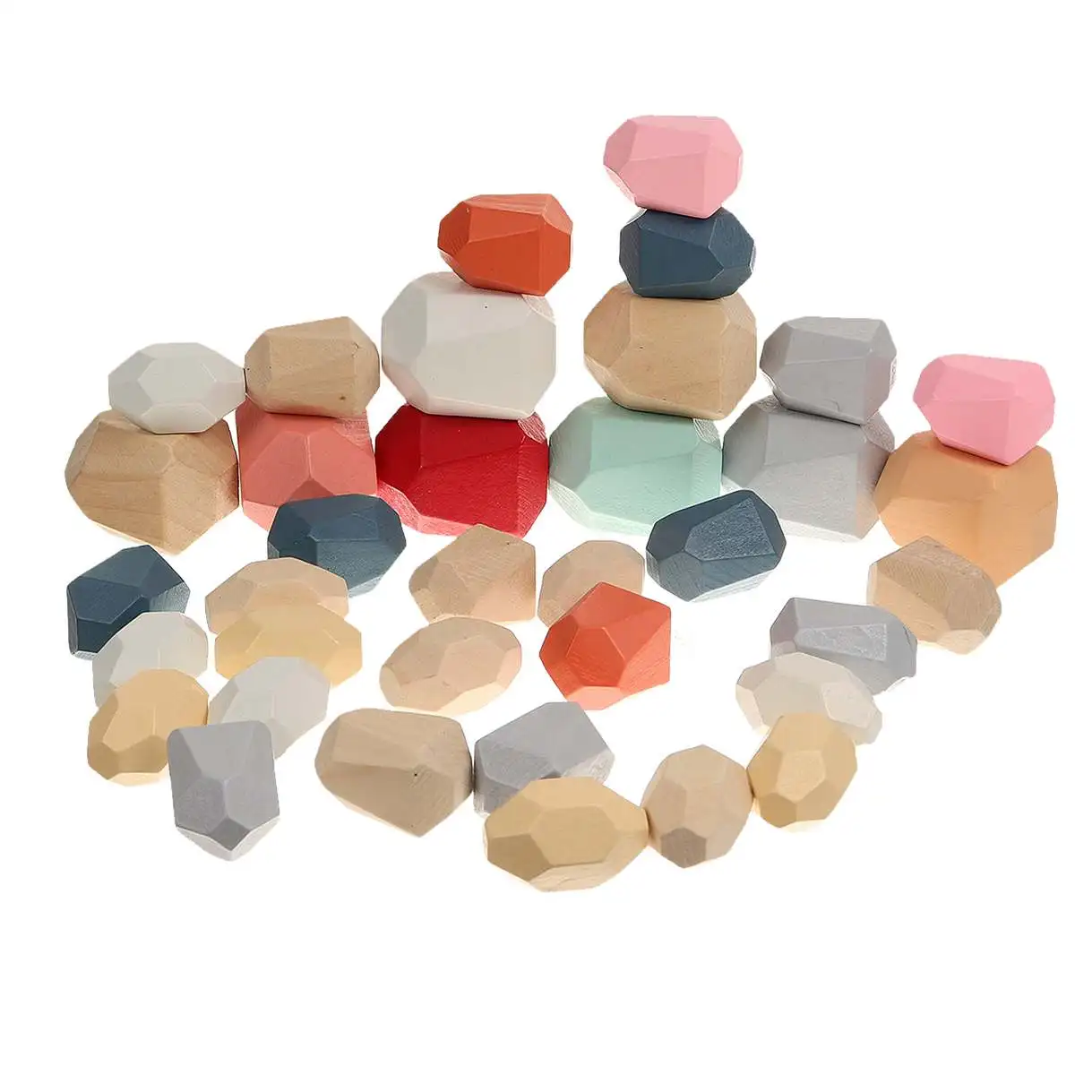 

Children Wooden Rainbow Stone Building Balancing Stacking Blocks Jungle Creative Nordic Style Early Educational Toys