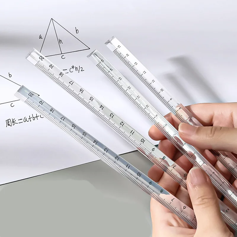 

15cm/20cm Transparent Straight Ruler Students Stationery Simple Triangular Rulers Kids Scale on Both Sides Measuring Tools