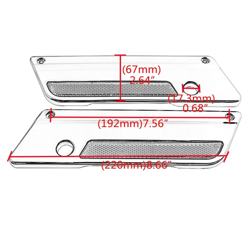 

Motorbike Saddlebag Latch Cover Plate with Red Reflector for Touring Road King Electra Glide Street Glide