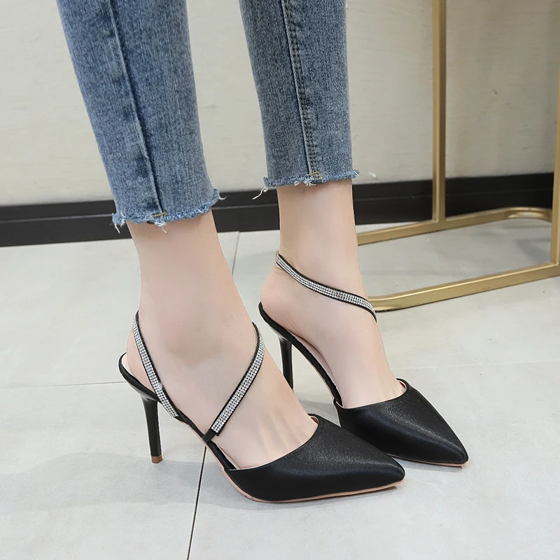 Туфли-лодочки Rimocy женские на тонком высоком каблуке с ремешком со стразами