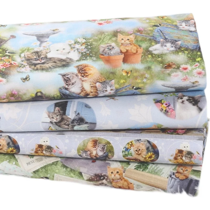 

Digital Printing Cotton Fabrics By The Yard New Cute Cat Pattern Fabric For Sewing Dress Clothes Sofa Cover Needlework Material
