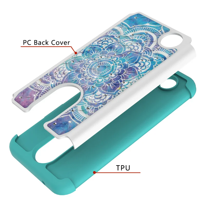 Case for LG K10 2017 Bling Diamond Patterned Dual Layer PC Silicone Hybrid Capa Cover K20 Plus Accessories |