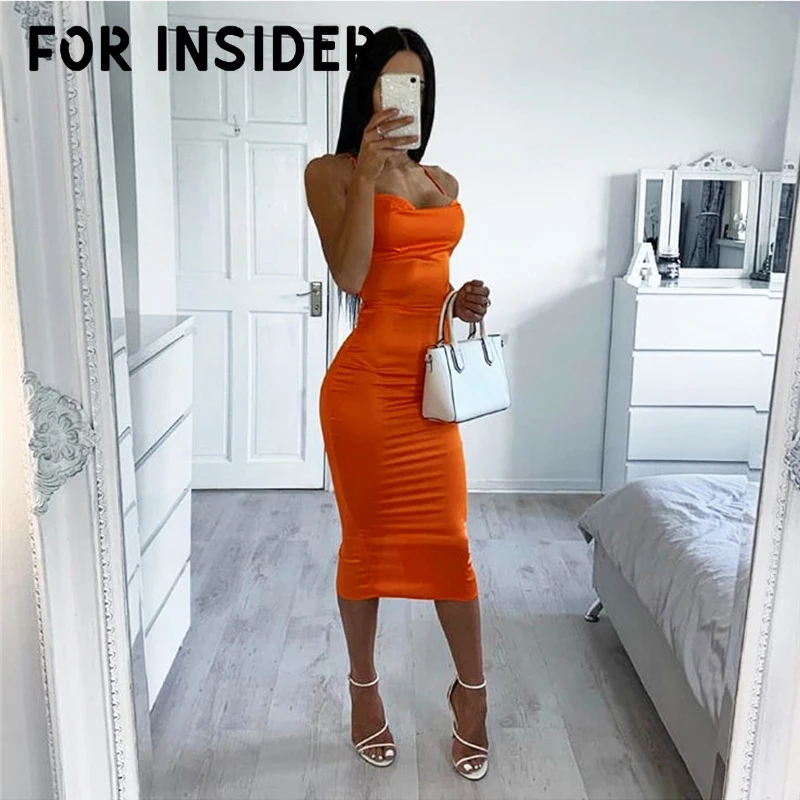 Для Insider сексуальное сатиновое платье с открытой спиной женское облегающее