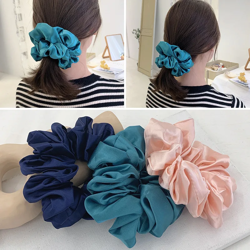 

Hairlyah Retro Women Solid Hair Ties Elastic Ponytail Hair band Silk Hair Rope Scrunchie Ornaments Headwear Accessories Fashion