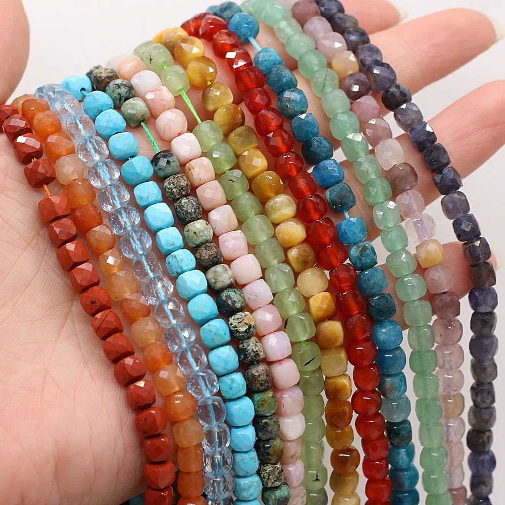 

Natural Gemstones And Semi-precious Stones Faceted Square Irregular Pendant Beads For DIY Bracelet Necklace Accessories Making