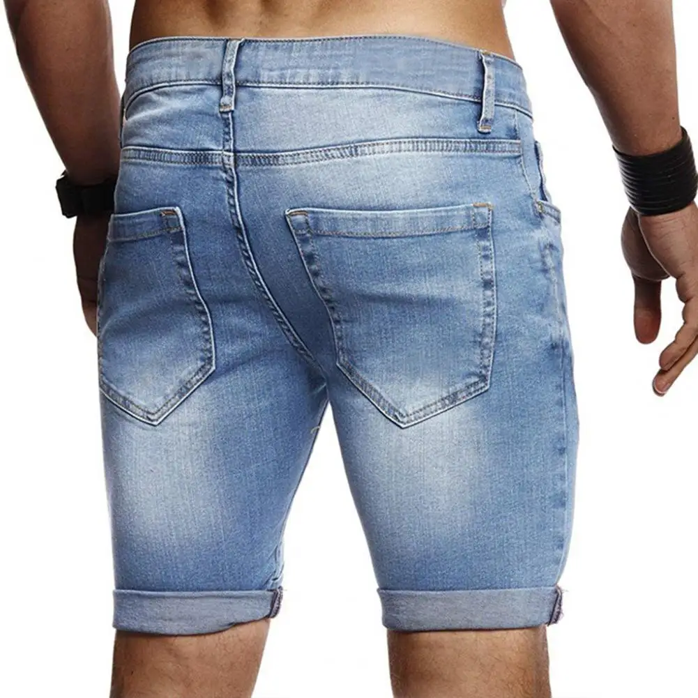

denim shorts mens stretch short jeans Ripped Skin-friendly Polyester Summer Mens Short Pants for Daily Wear Black M-XL 2021
