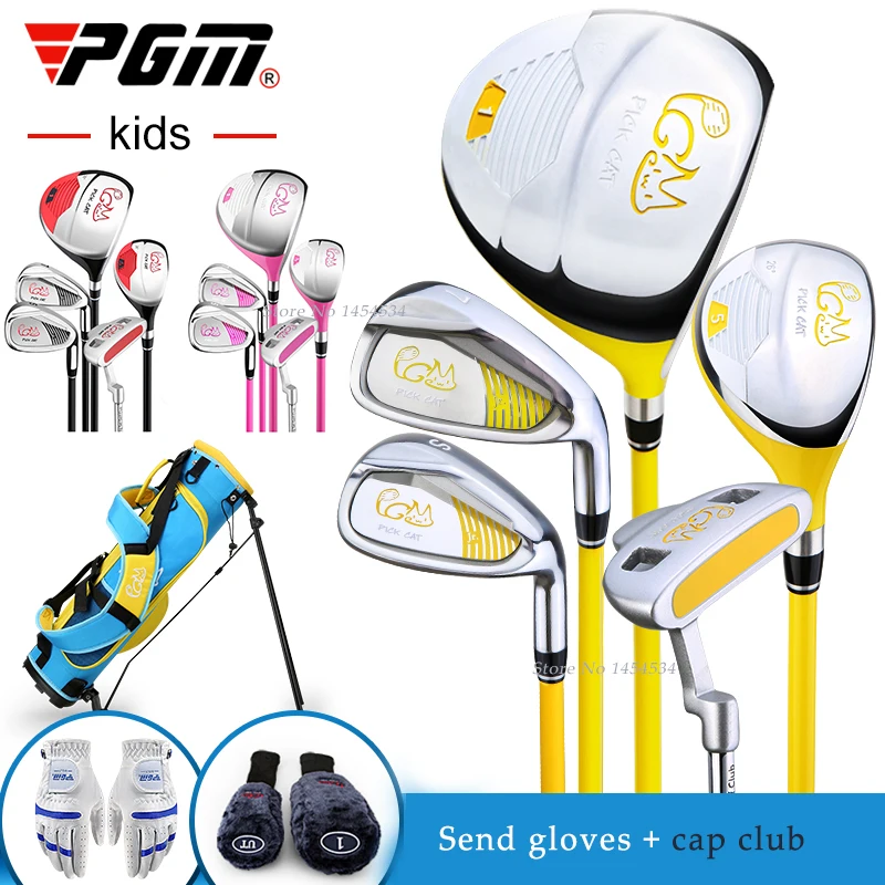 

PGMGolf Club Full Set 3-12 YearOld Kids Children Boy Girl Beginner Training Set Wood Iron Swing Putter Headcover Bag Send Gloves