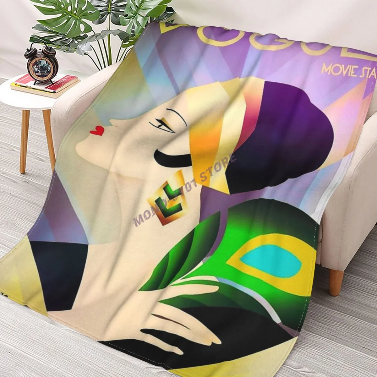 

1929 VOGUE MAGAZINE COVER - PURPLE COLOR ADDED 2021 Throw Blanket Sherpa Blanket cover Bedding soft Blankets