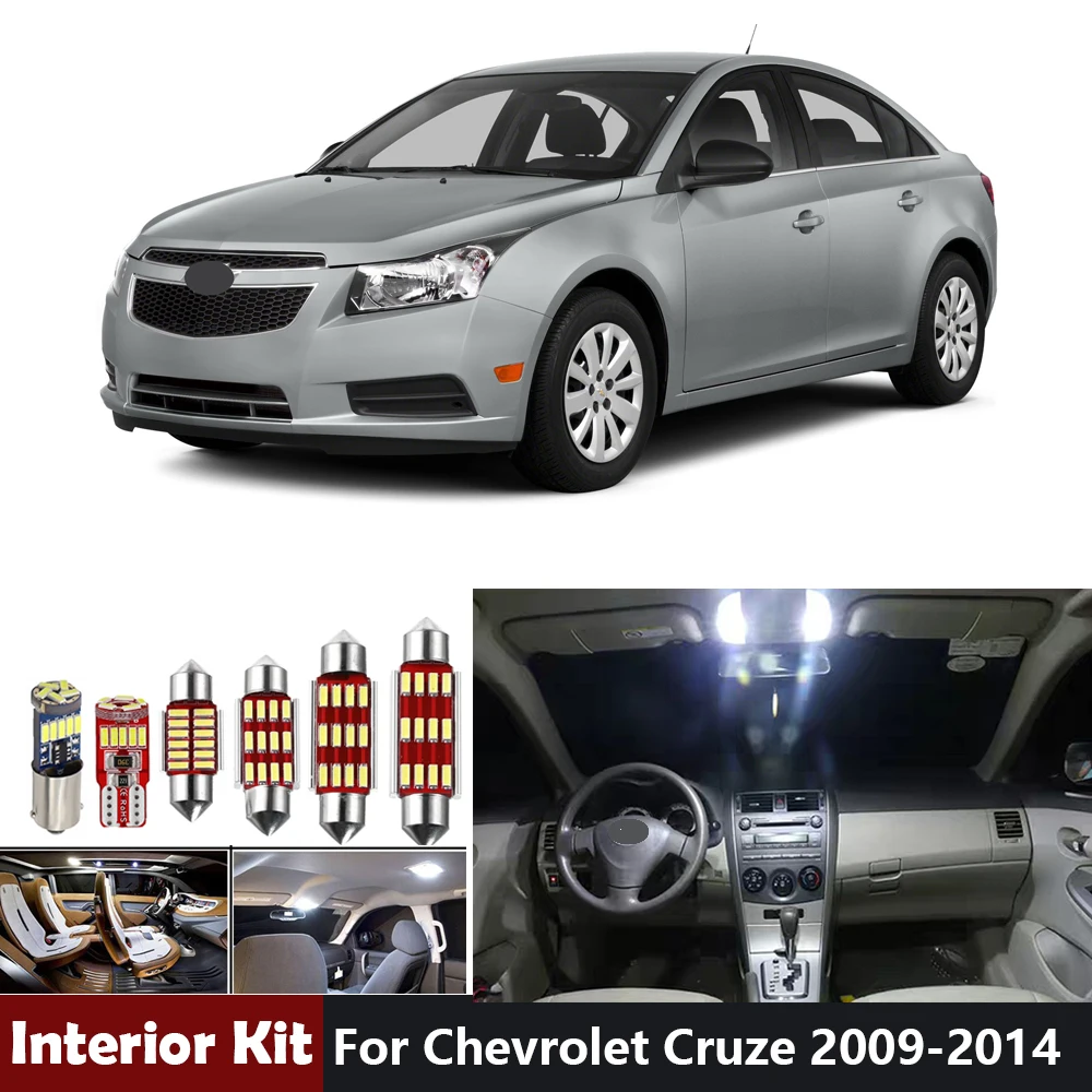 

10pc Error Free LED Bulb For Chevrolet Cruze / Holden Cruze 2009-2014 Interior Lighting Kit Map Dome Vanity Mirror License