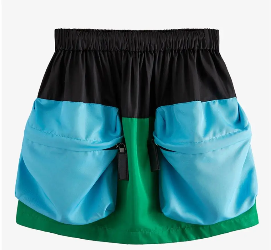 

2020 Summer Casual Solid Bud Skirt With Pocket Sashes Zipper Skirt Loose High Waist Jupe Skirt Female