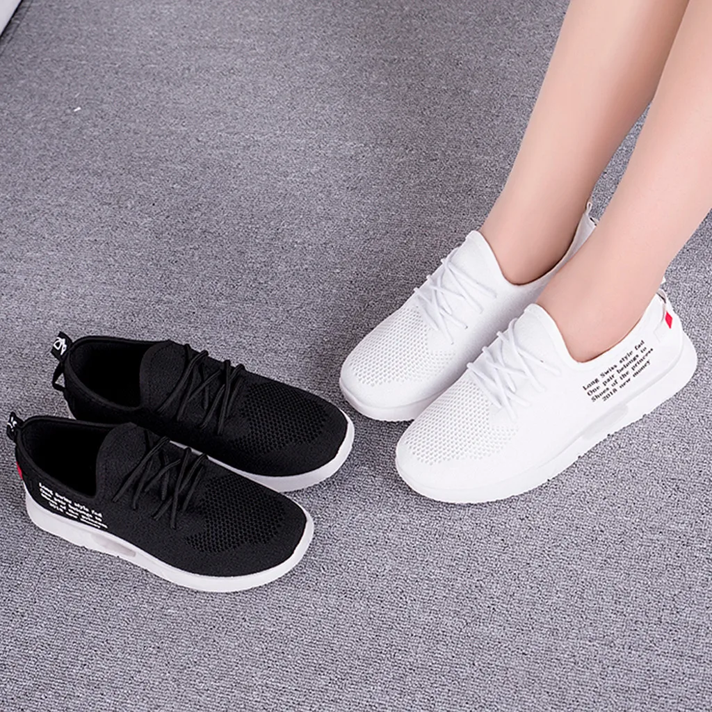 

SAGACE Spring And Autumn sneakers womens 2019 Flying Woven Sports Shoes womens Small White Lace-Up Shoes Women's Shoes female