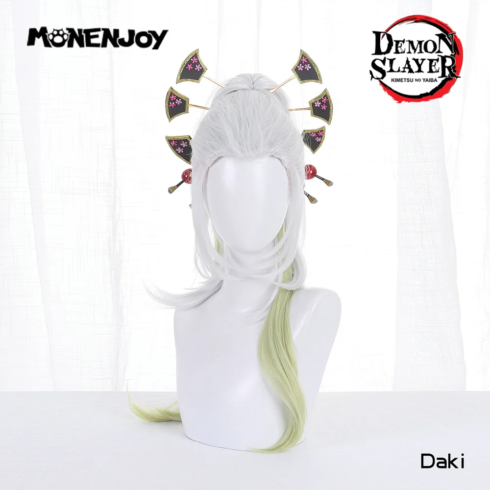

Monenjoy, парик для косплея, рассекающий демонов, Даки, серебряный, зеленый, градиентные волосы