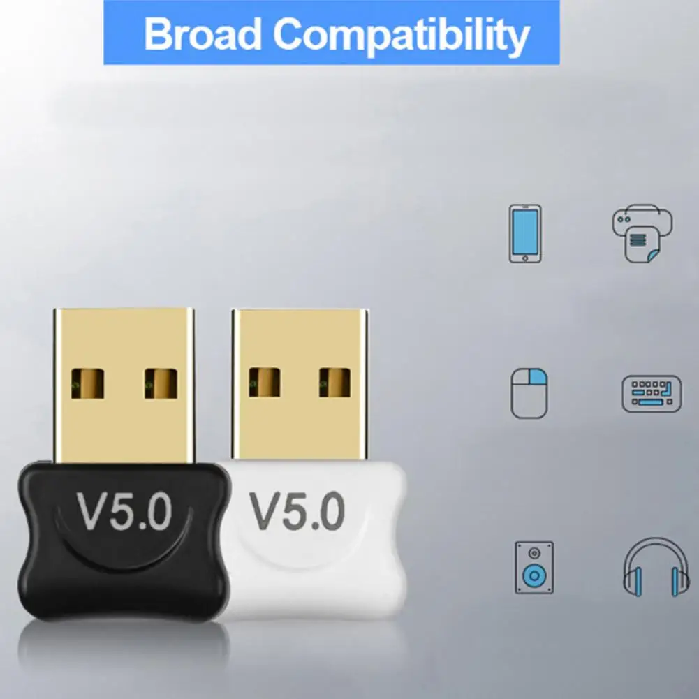 USB-адаптер Bluetooth 5 0 для ПК настольного ноутбука Поддержка Windows 7/8/8.1/10/Vista/XP низкая