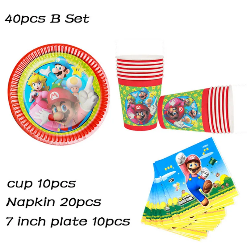40pcs set Тема "Супер Марио" пластиковые сумки для мальчиков, Детские сувениры, вечерние подарки на день рождения - Цвет: 40pcs set